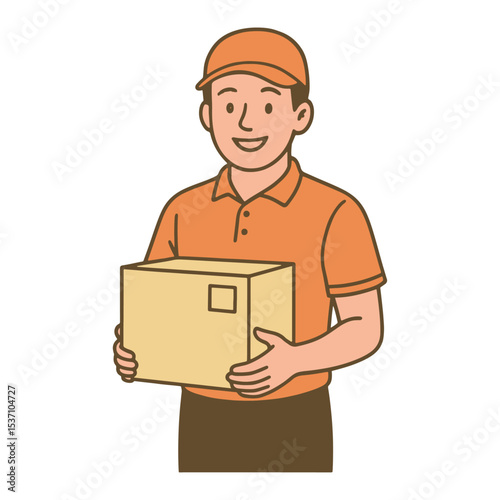 delivery person, courier, package. Vector illustration