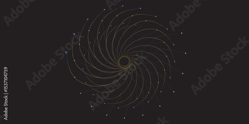Abstract Geometric Spiral with Fine Lines on a Dark Background