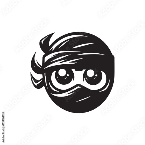 cartoon ninja eye logo, editable vector image