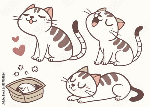 Cute Cats in Various Poses
