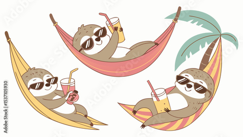 Chill Sloths with Summer Drinks
