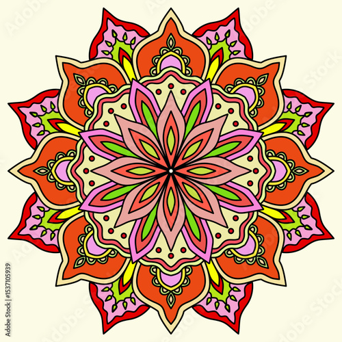 Mandala abstract background with flowers, Mandala. Vintage decorative elements. Oriental pattern, vector illustration. Islam, Arabic, Indian, Moroccan, Spain, Turkish, Pakistan, Chinese, mystic, rug