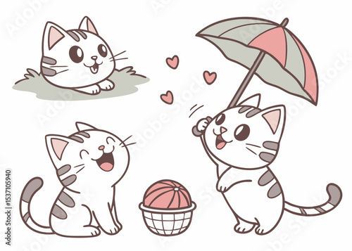 Cute Cats in Various Poses
