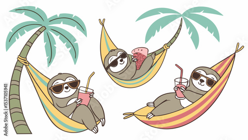 Chill Sloths with Summer Drinks
