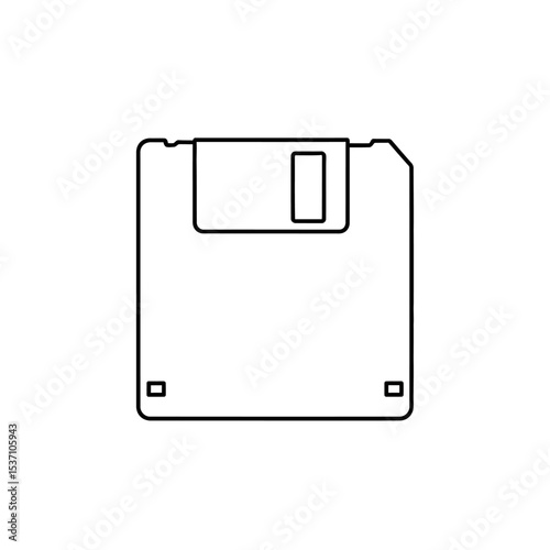 Simple Line Drawing of a Vintage Floppy Disk