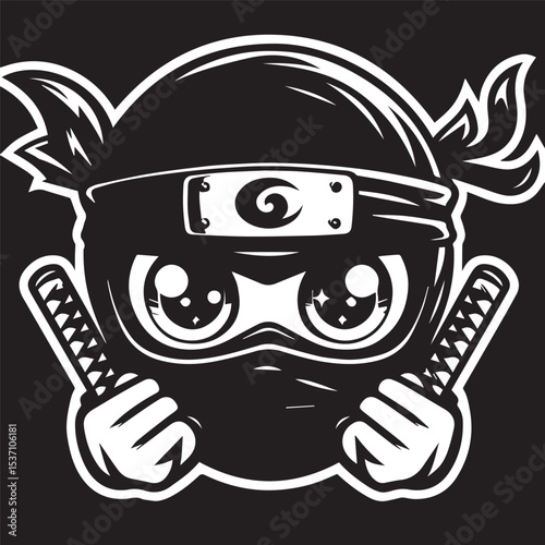 cartoon ninja eye logo, editable vector image