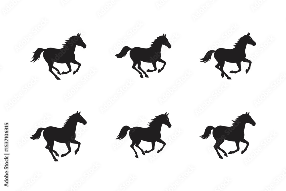 Fototapeta premium horse galloping through a field vector silhouette