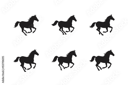 horse galloping through a field vector silhouette