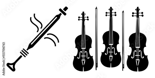 Vector Musical Instruments Collection: Stringed Bowed Instruments and Lyre