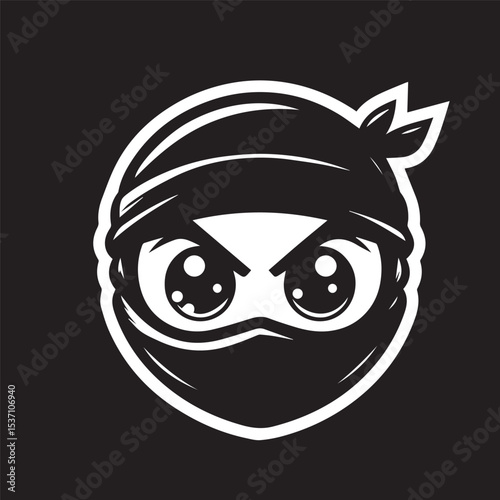 cartoon ninja eye logo, editable vector image