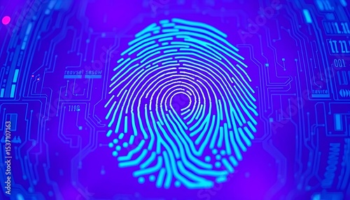Wallpaper Mural Abstract digital fingerprint scan on a purple background, secured by blockchain technology,  fingerprint,  purple Torontodigital.ca