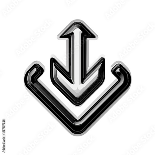 Down arrow symbol with landing bar stock vector