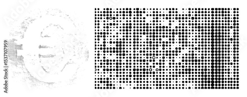 Vector Portrait of a person constructed from circular dots.