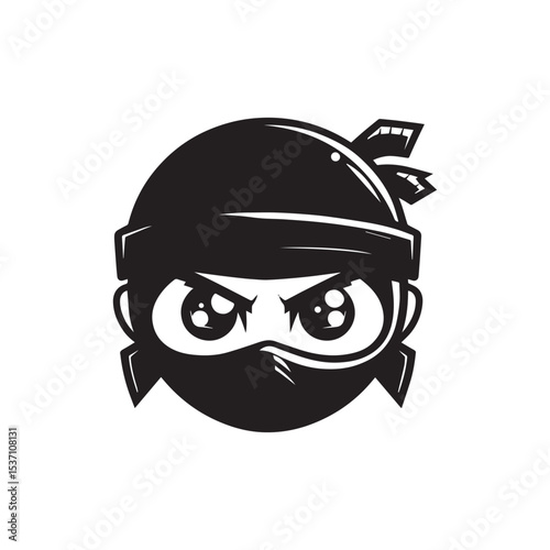 cartoon ninja eye logo, editable vector image