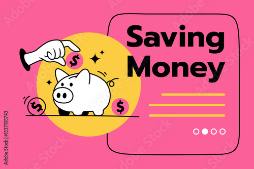 Save Money Illustration Piggy Bank Coins Finance Budget Savings Goal