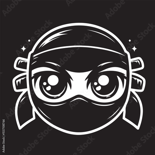 cartoon ninja eye logo, editable vector image