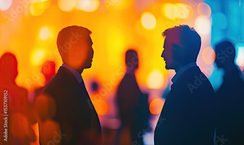 Business people conversing at a vibrant event