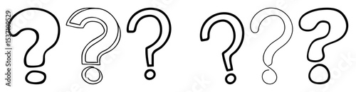 Vector Collection of stylized question mark with varying weights.
