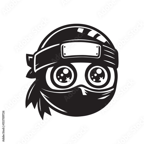 cartoon ninja eye logo, editable vector image