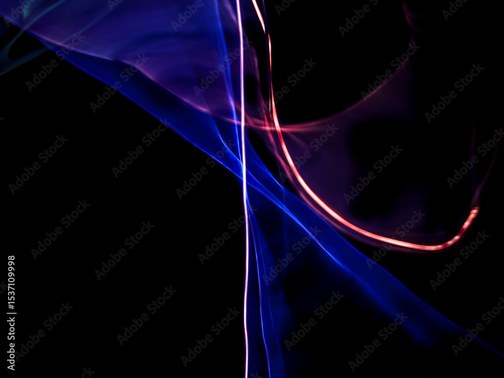 Naklejka premium colorful light trails in dark background. Abstract light routes that rotate in vibrant colors. Forestry of the blurry movement of light painting. Blurred lights at night. Intentional camera movement, 