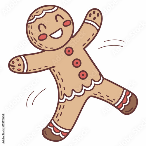 Happy gingerbread man christmas cookie cartoon