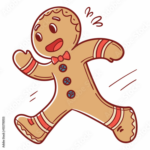 Happy gingerbread man running christmas cookie