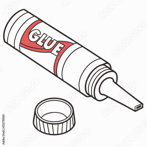 Bottle of glue with cap open adhesive craft supplies
