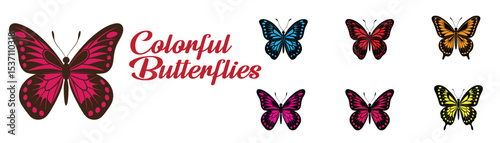 vector illustration of colorful butterflies