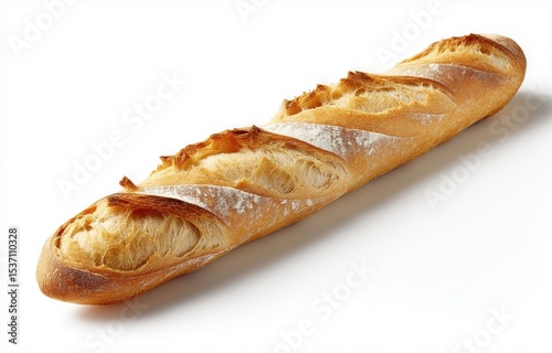 Baguette showcasing intricate details and soft texture on a pure white background
