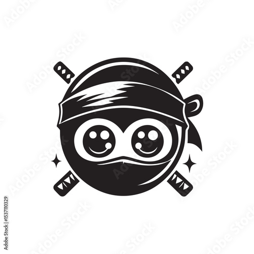 cartoon ninja eye logo, editable vector image