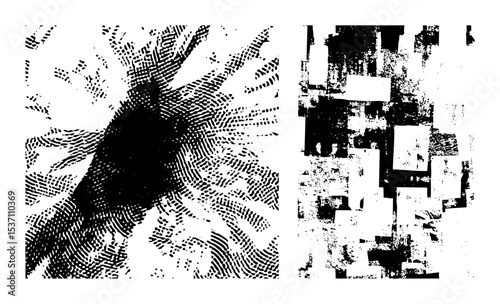 Vector Abstract figures with dynamic gestures and geometric shapes.
