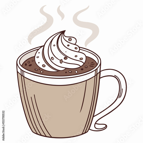 Warm cozy hot chocolate with whipped cream