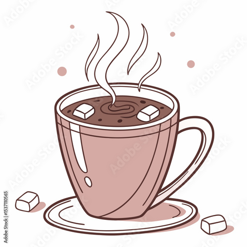 Warm cozy hot chocolate mug steaming sweet treat