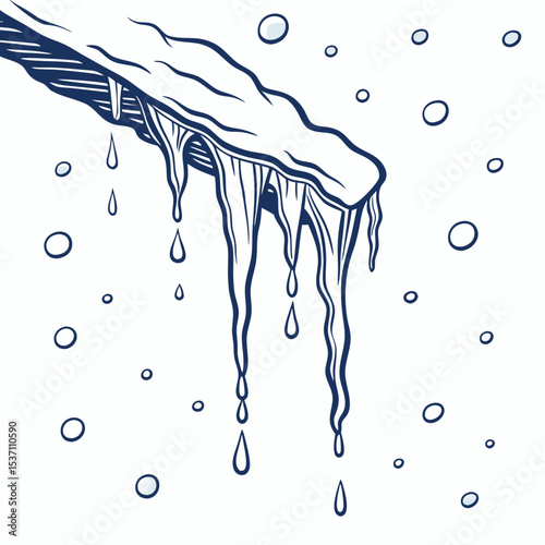 Icicles melting dripping water winter snow