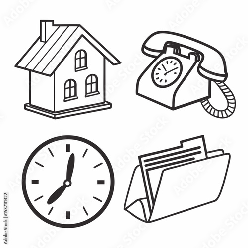 House clock phone folder time management concept