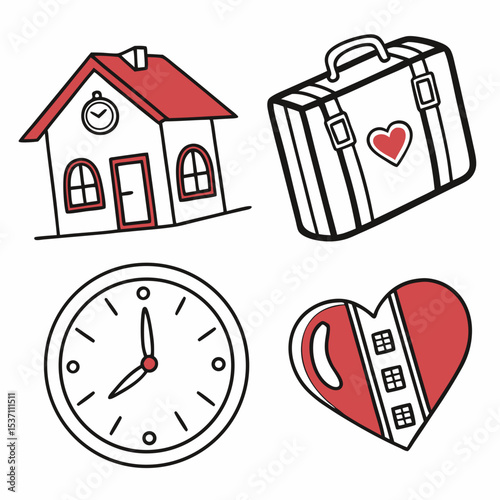 Home sweet home travel clock heart house