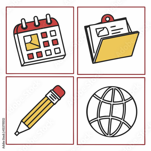 Planning organization global business calendar pencil