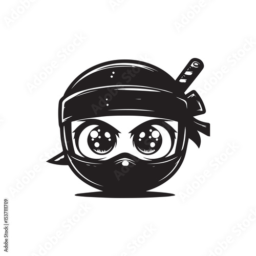 cartoon ninja eye logo, editable vector image