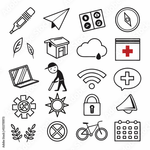 Hand drawn doodle icons set collection design