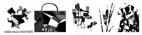 Vector Abstract geometric shapes and textured forms create a dynamic composition.