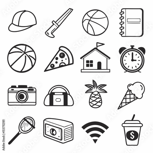 Hand drawn doodle icons set  everyday objects