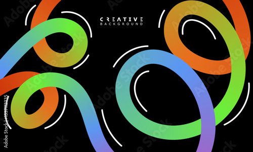 Abstract Colorful Color Shapes Line Pattern. Background with Wave Gradient Lines on black background. suitable for poster and banner