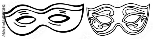 Vector Elegant theatrical masks with flowing lines.