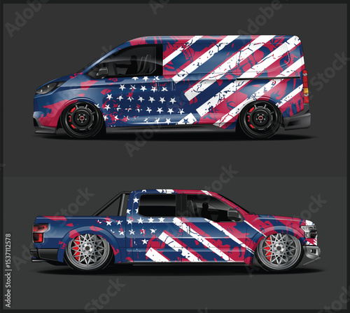 Patriotic American Flag Design Van and Truck Wraps