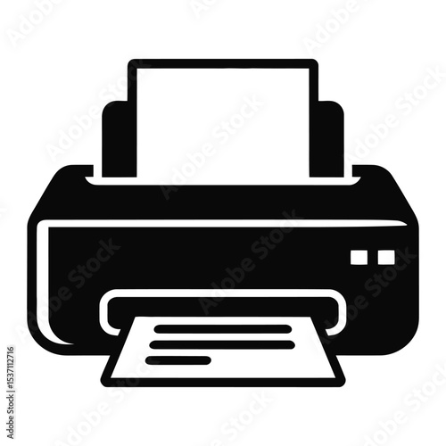 Black Inkjet Printer Icon Printing Document white