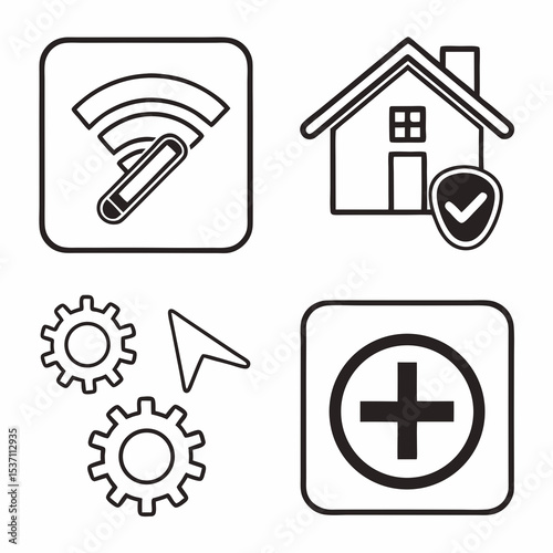 Smart home security system icons wifi settings