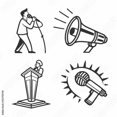 Public speaking presentation microphone megaphone