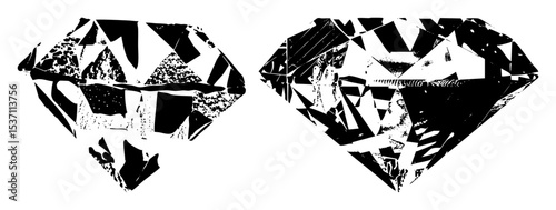 Vector Abstract fractured gem illustrations showcase geometric brilliance.