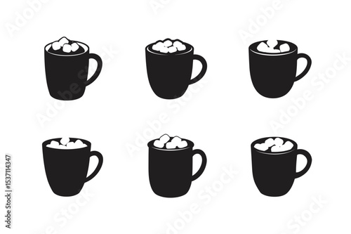 hot cocoa mug with marshmallows vector silhouette