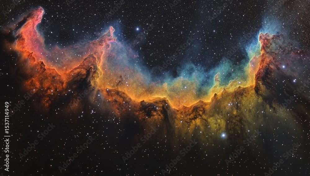 Fototapeta premium Cosmic nebulae display vibrant hues